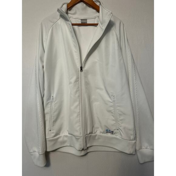 Old Navy White Full Zip Lightweight Track Jacket Long Sleeve Zip Pocket XXL - Picture 2 of 10